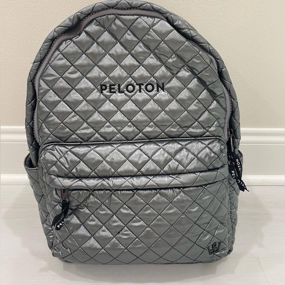 New PelotonX oliver Thomas  Quilted Gray & silver large Backpack